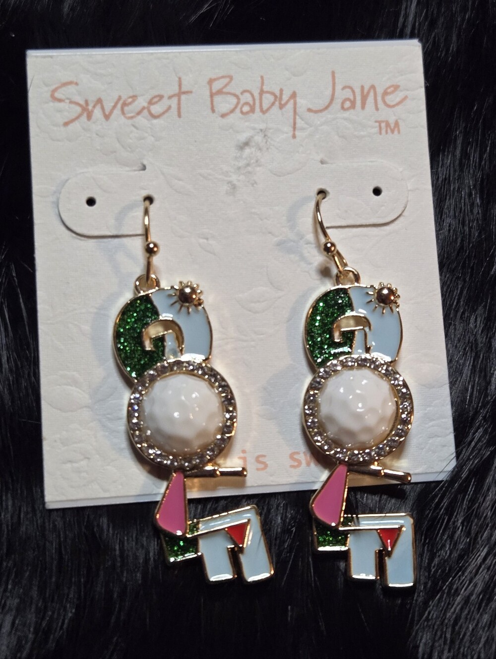Sweet Baby Jane GOLF Pink & Green Earrings NWT